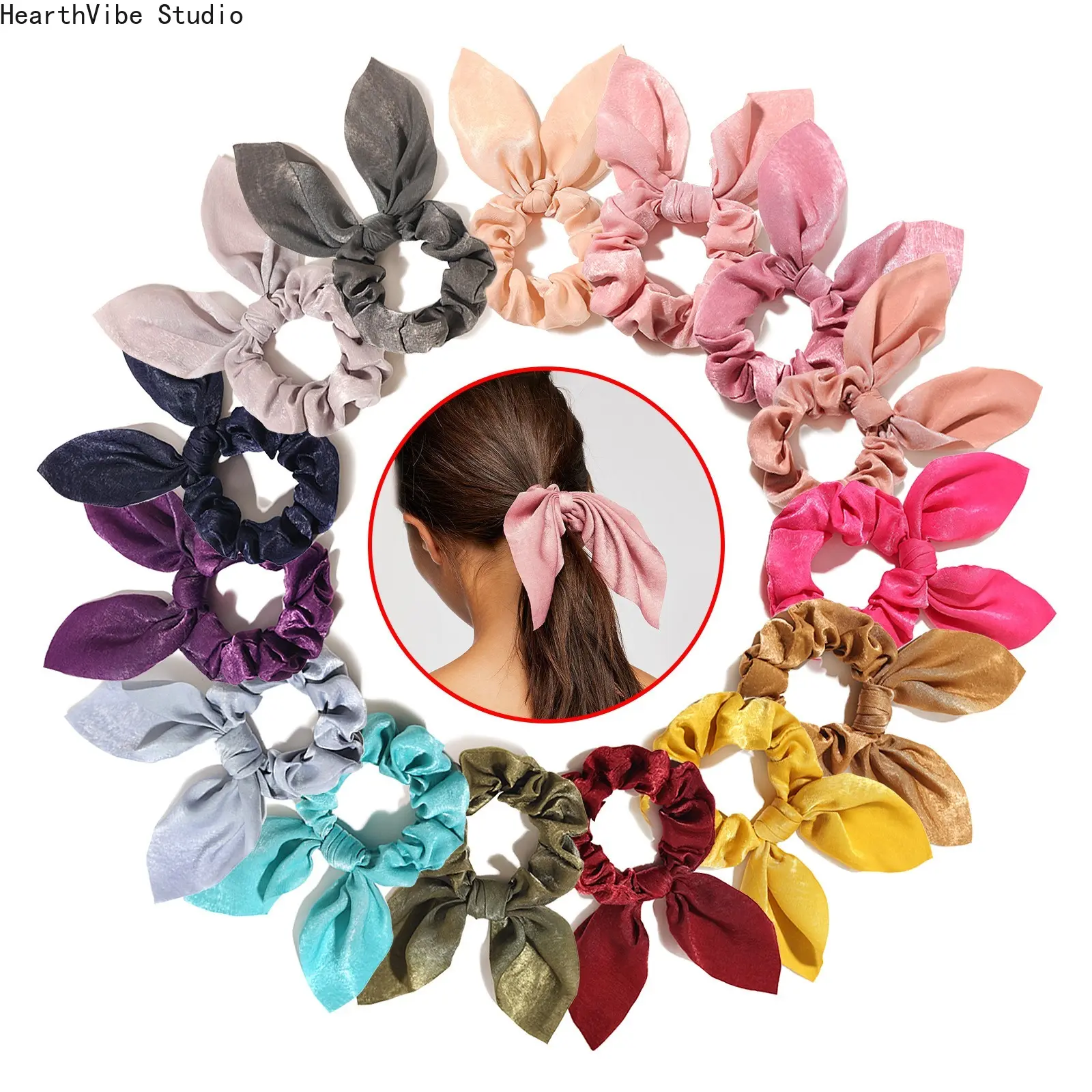 Fashion Sports Headbands for Women, Cute Elastic Polyester & Satin Bands with Bow-Knot, Rabbit Ear & Scarf Styles, Universal Fit for Outdoors, All, Rabbit Ears, Adults, Elastic Polyester Fiber Sports Headbands, Fashion Headbands