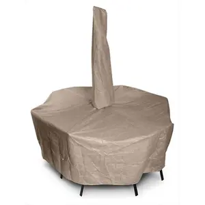 KoverRoos  KoverRoos III Medium Rectangular Dining Set Cover with umbrella hole- Taupe - 94 L x 64 W x 28 H in.
