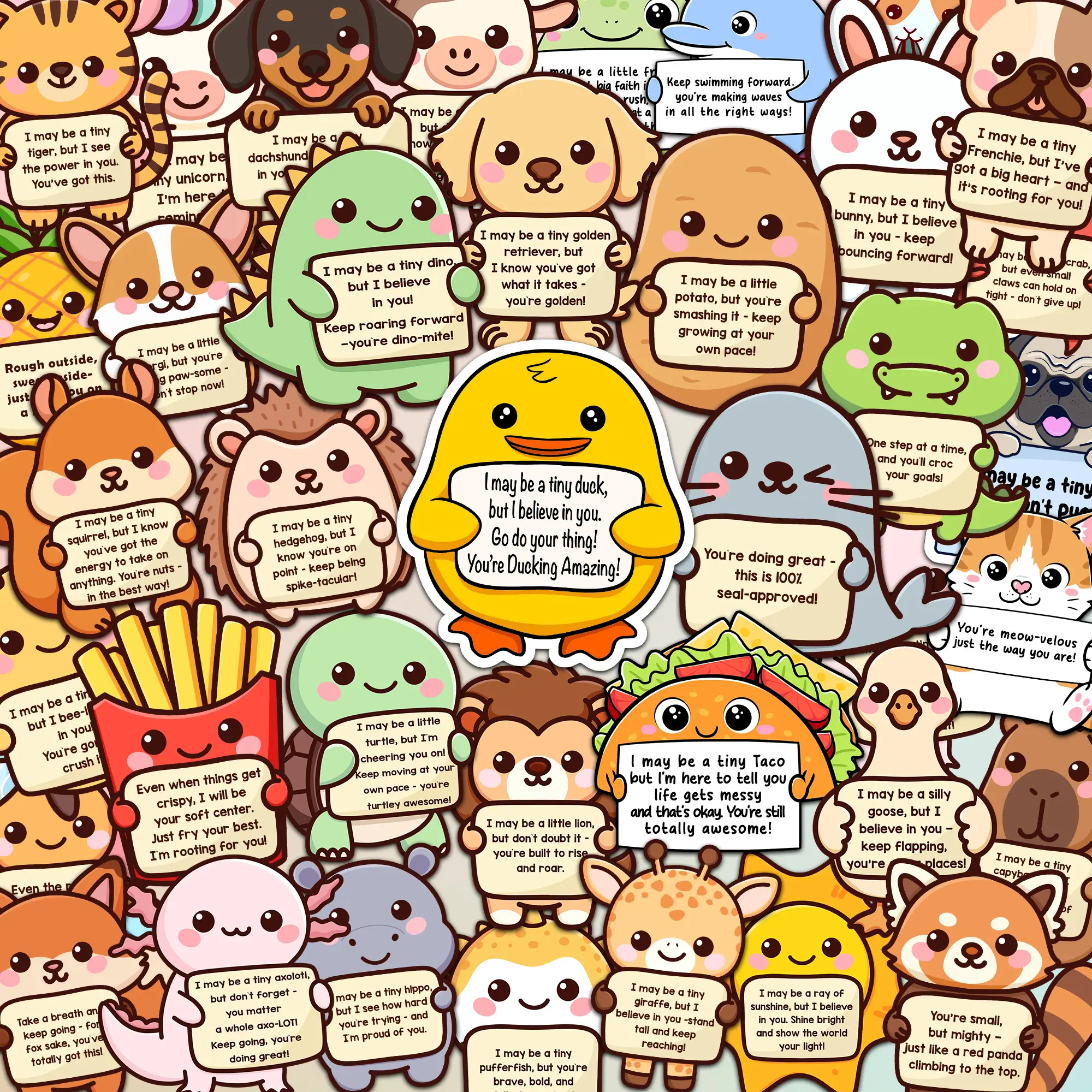 Positive Emotional Support Buddies Stickers, Affirmation Stickers for kids, adults, teens