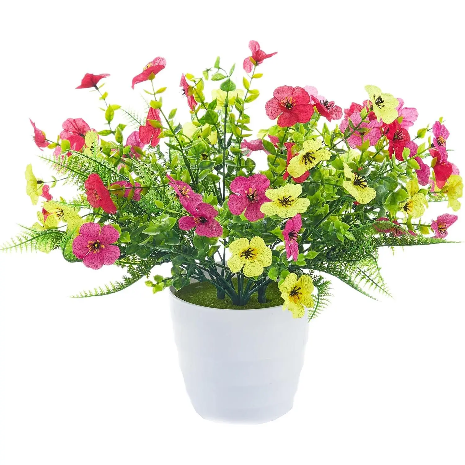 GARVEE 30 Bundles Multicolor Silk Artificial Flowers with Ferns, UV-Resistant Outdoor Faux Plants, Decorative Spring Summer Indoor Home Accents
