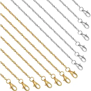 24 Pack Necklace Chains Bulk,Gold and Silver Plated DIY Cable Link Chains for Jewelry Making 18 Inches