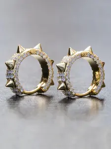 Punk Style Rhinestone Decorated Hoop Earrings, Fashionable Earrings for Men, Trendy All-match & Exquisite Jewelry for Birthday Gift Lightweight Chunky Hoops, Versatile Earrings