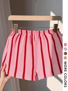 Women's Striped Shorts, Casual Fit Drawstring Waist, Perfect for Sports Outdoor Activities, Stylish Beach Vacation Wear