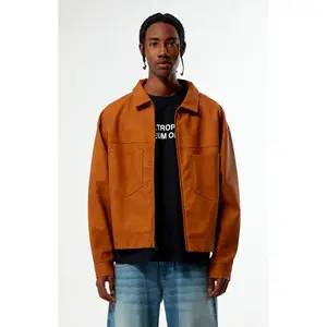 Pacsun Men's Tan Faux Leather Billie Gas Jacket Pacsun Men's Tan Faux Leather Billie Gas Jacket