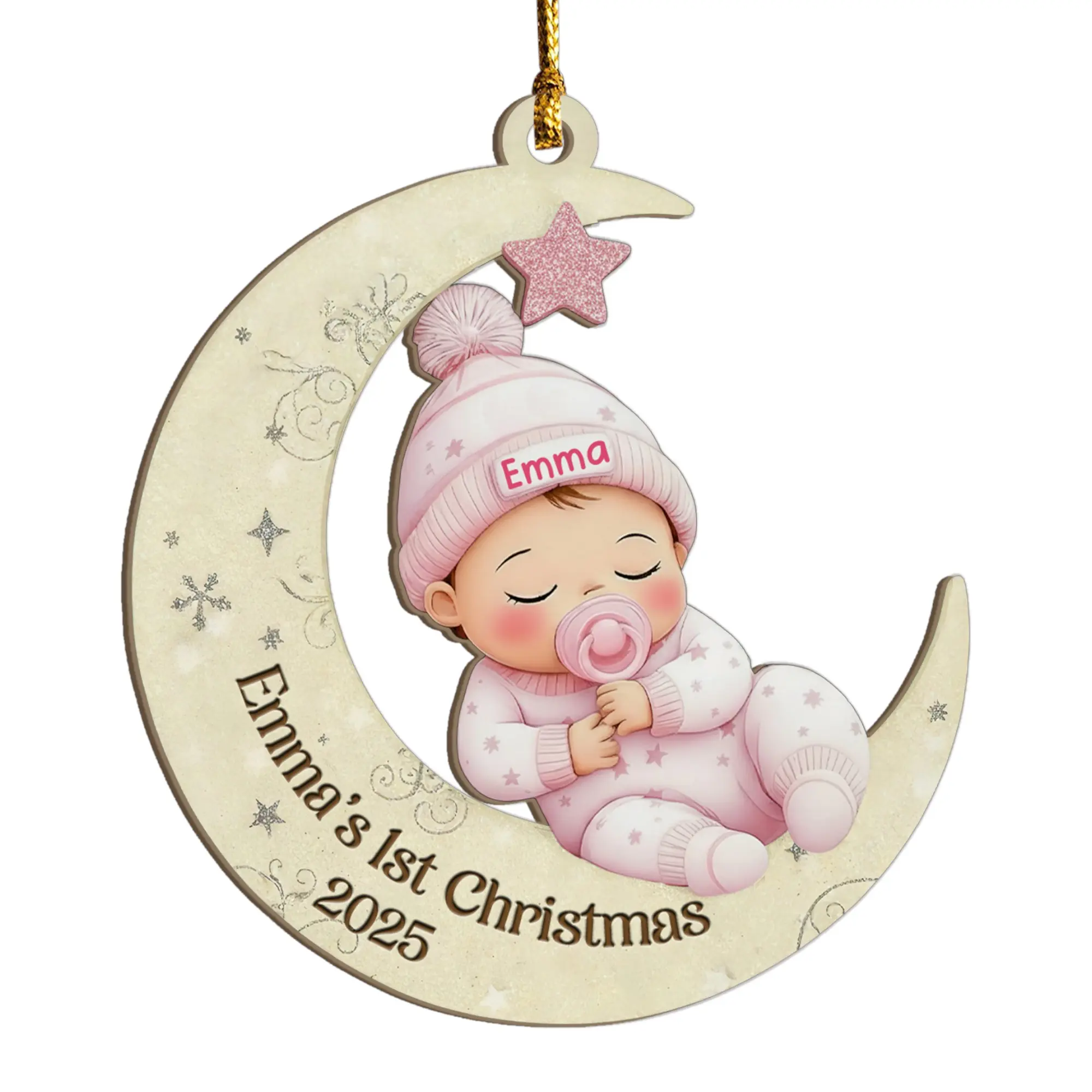 Baby’s First Christmas Ornament 2025 – Personalized Baby Gift | Custom Newborn Ornament | Baby Girl & Boy First Christmas Keepsake Bauble