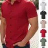 Men's Solid Short-Sleeve Shirt, Comfort Fit Top, Casual Spread Collar, Black Button Placket, Lightweight Breathable, Summer Daily Commute Casual, Classic Versatile, Today's Clearance, Focus Item, Casual Garment, Essential for Man's Wardrobe.