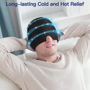 Migraine Relief Cap, Soothing Headache Hat, Gel Ice Pack Head Wrap with Hot and Cold Therapy, Headache Relief Cap for Sinus, Puffy Eyes, Tension and Stress Relief