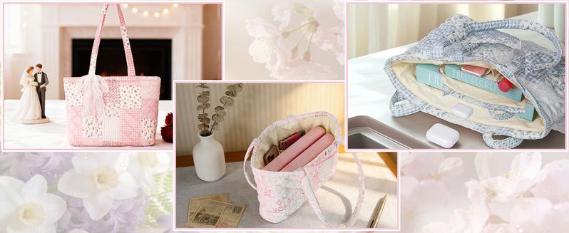 Quilted Small Tote Bag for Women Cute Floral Design Large Capacity Laptop & Essentials Holder Ideal for Work Travel Gym Shopping Everyday Use