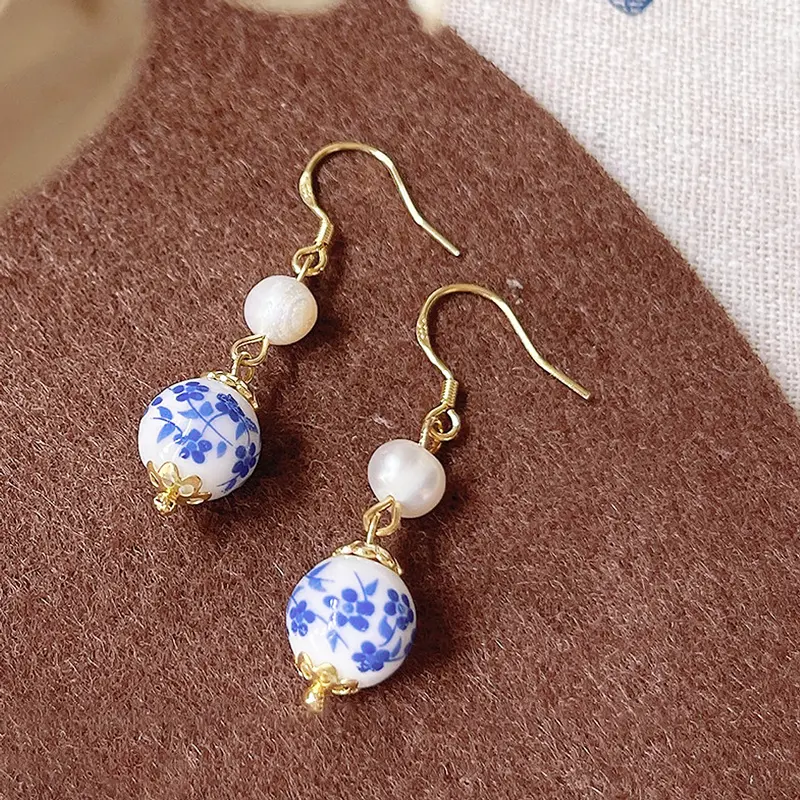 Vintage Natural Freshwater Pearl Earrings Handmade Design for Daily Wear