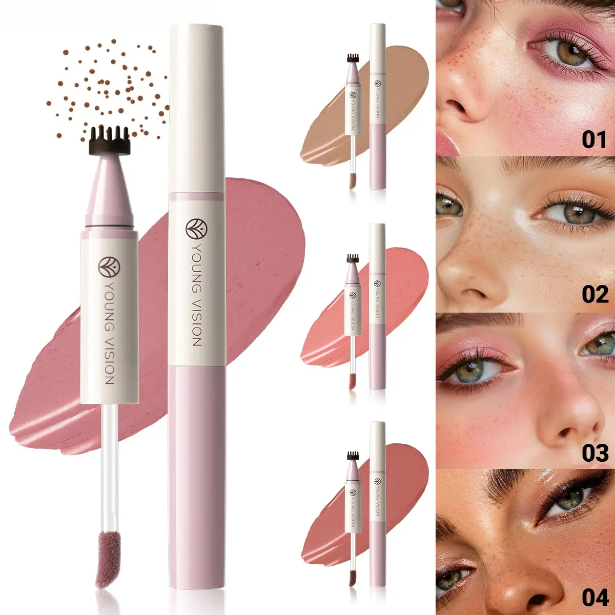 2-in-1 Dual-Head Freckle & Blush Pen, Long-Lasting Waterproof Liquid Blusher Tint, Silky Smooth Matte Powder Finish for Any Skin Type