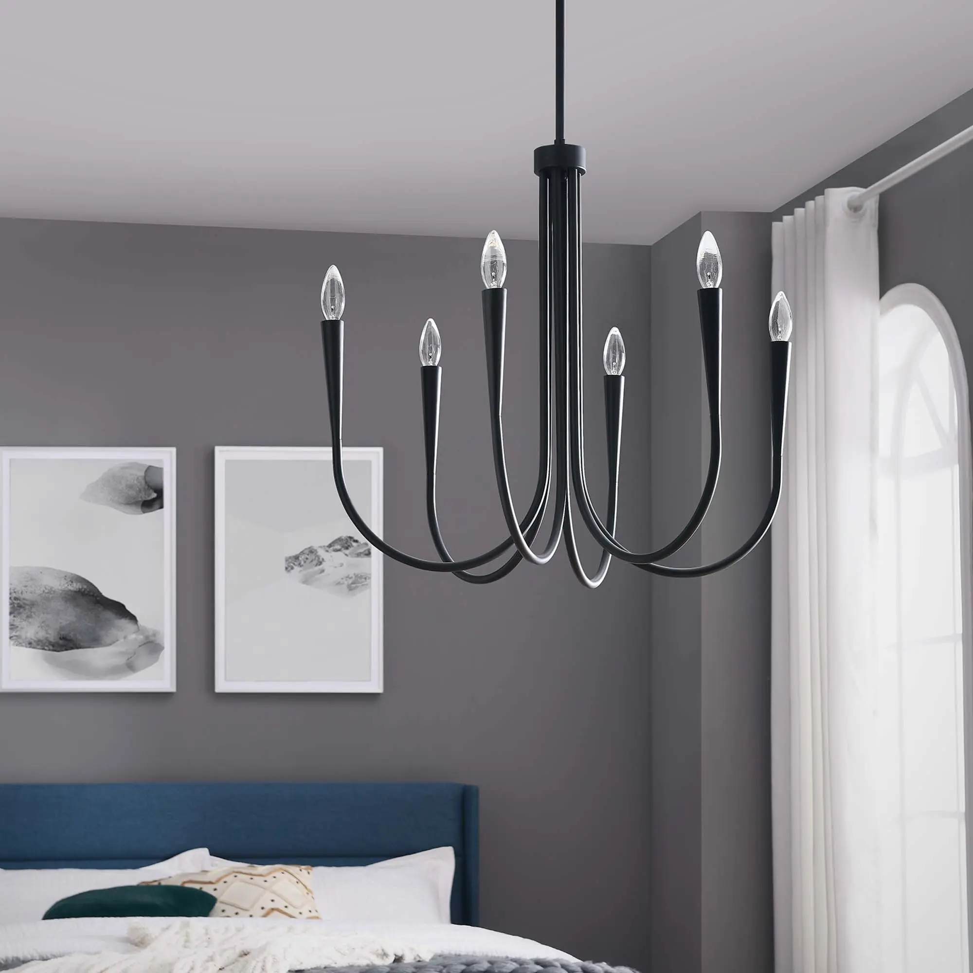 Modway Penrose 6-Light Chandelier in Black Modway Penrose 6-Light Chandelier in Black