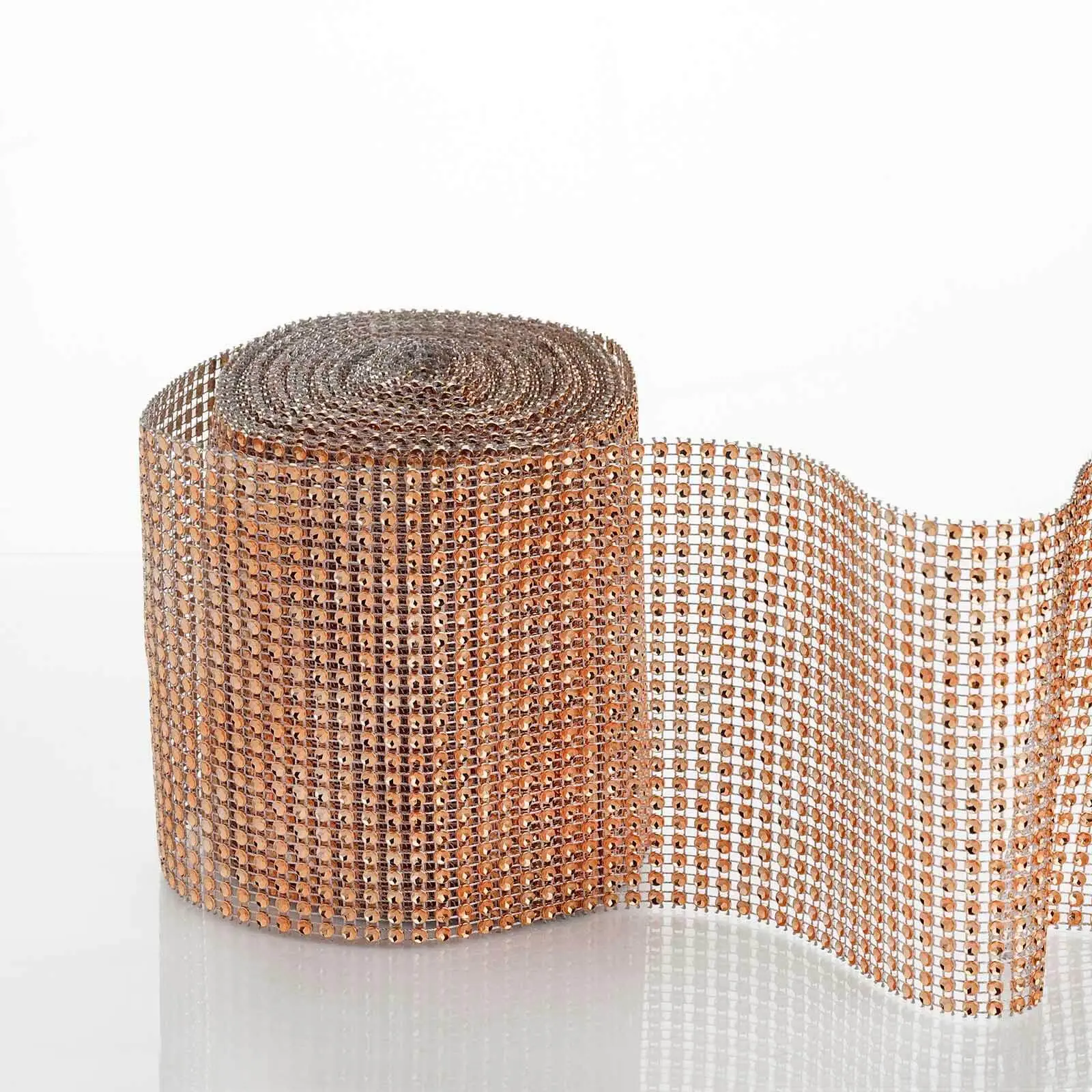 Shiny Champagne Diamond Rhinestone Ribbon Wrap Roll, 5in x 10yd Sewing Accessory - Sparkle Decor for DIY Crafts, Banquet & Event Notebooks, Envelopes, Textile Embellishments