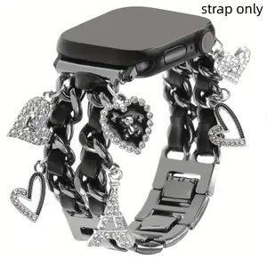1PC metal double chain hanging accessory for Apple Watch bands, Smart Watch Accessories, compatible with Apple Watch 38/40/41/42/44/45/46/49mm, suitable for Apple Watch series Ultra/SE/11-1, strap only, watch and case not included