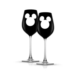 Disney Luxury Mickey Mouse Stemmed White Wine Glasses, Set of 2