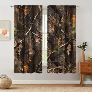 Camouflage Tree Pattern Door Curtain, Including 2 Panels, Home Decorative Curtain for Living Room Bedroom, Home Decor, Home Decoration Curtain