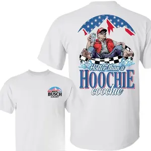 Hotter Than A Hoochie Trumpp Coochie with Buschh Light Beer Shirt, 4th of July Independence Day, Casual Cotton Top Gifts for Trump Supporter
