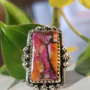 Natural Pink Delilah Stone Ring. Size 10