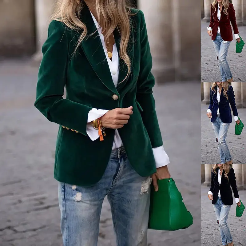 Women’s Velvet Lapel Slim Blazer