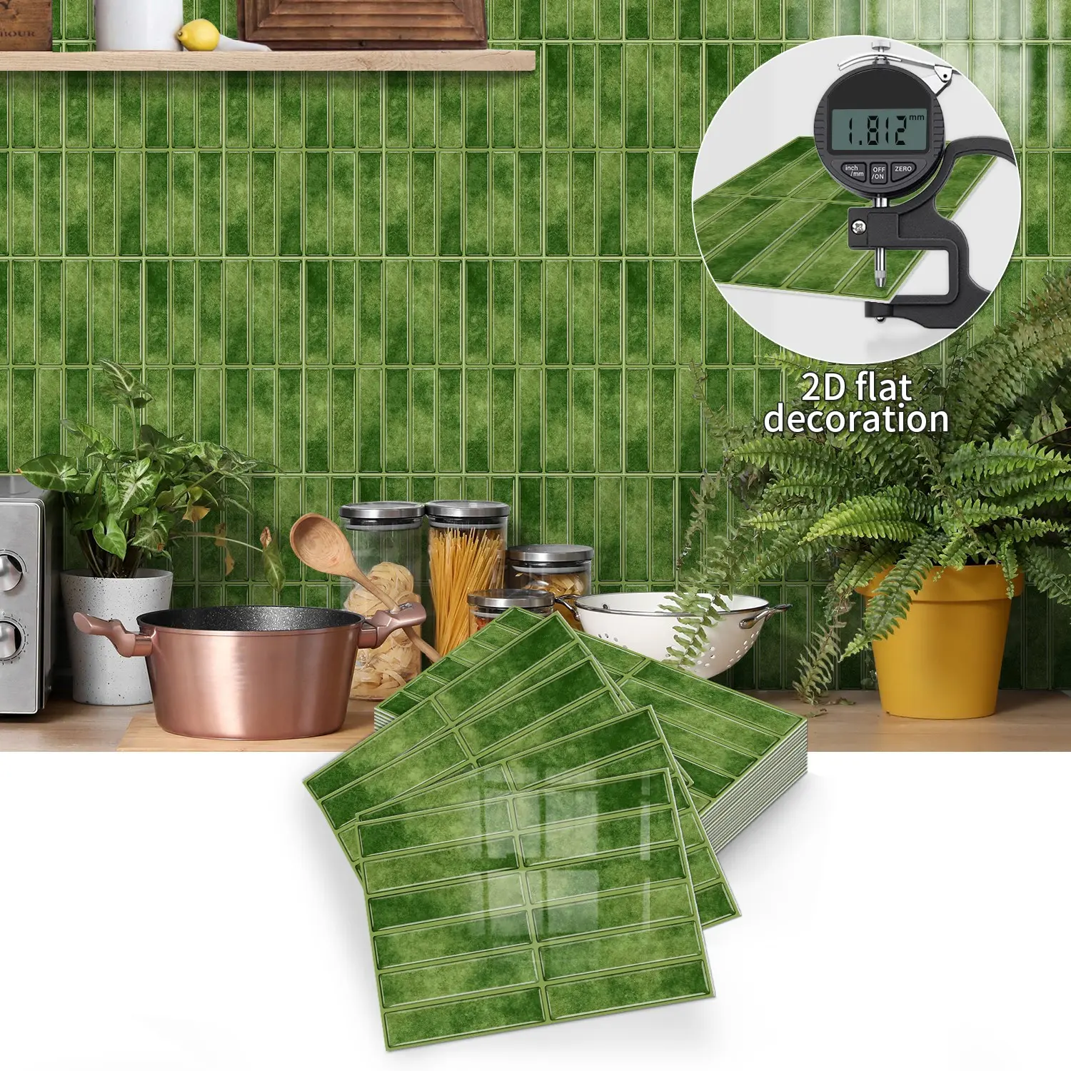 Aadesh Peel-And-Stick Self-Adhesive Tile Wall Decals, Waterproof and Stain-Resistant, Kitchen & Bathroom Splash Guards, Home Decoration, Wall Stickers
