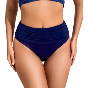 Full Coverage Bikini Bottoms for Women Mid Rise Bathing Suit Bottoms for Women Ruched Tummy Control Swim Bottoms