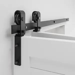36" Bi-Folding Sliding Barn Door Hardware Track Kit, Smooth Quiet Side Mounted Black Roller, Easy Install, Door Not Included, Fits Double 16" Bifold Doors