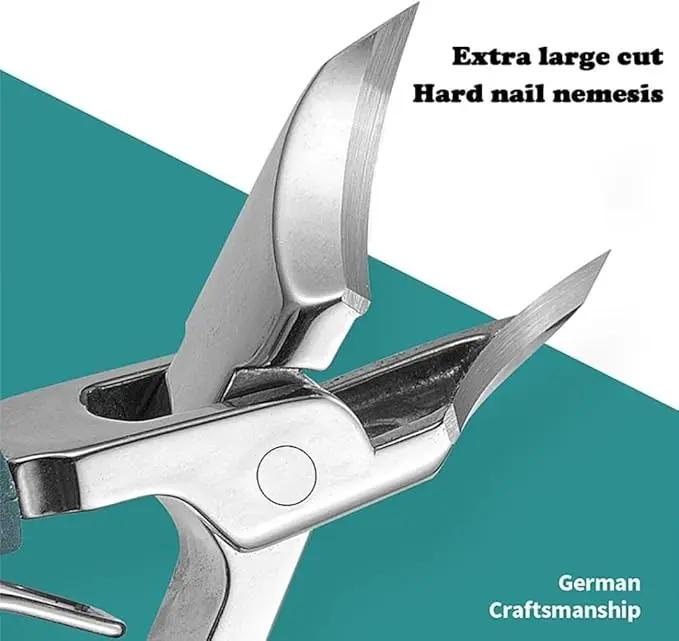 Stainless Steel Heavy-Duty Wide Jaw Eagle Beak Clipper Set, Thick Nail Trimmer with Splash Guard, Nail Care Tool for Indoor Recreation, Manicure, Home Use, Thick Blade, Angled Eagle Beak Design, Nail Trimming