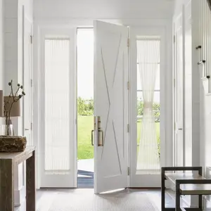 Linen French Door Curtain for Side Windows, Sheer Door Curtain, Privacy Side Door Curtain, Includes Tiebacks, Suitable for Sliding Glass Doors, Patio Doors, Windows, Beige, Set of 2