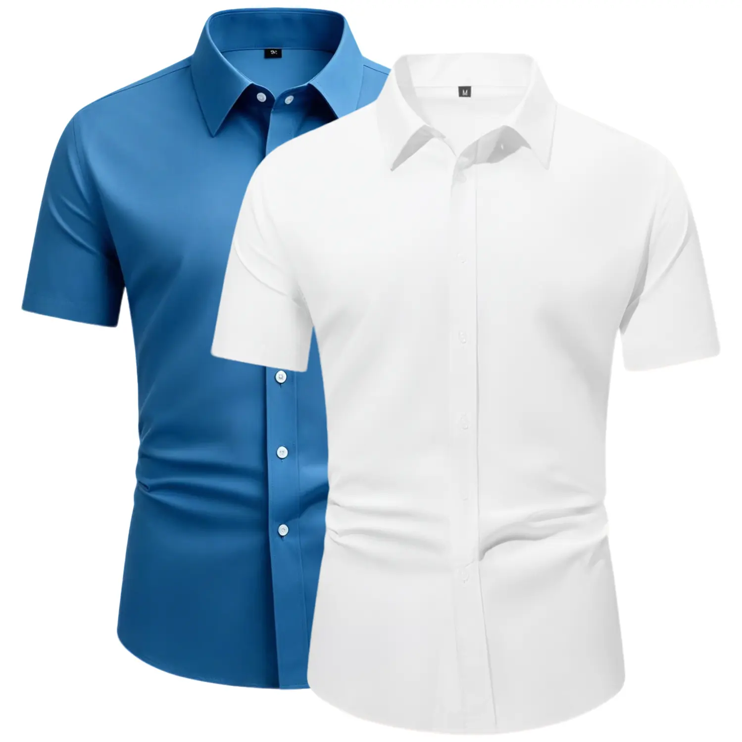 Men’s short-sleeve dress shirt, wrinkle-free stretch light sky blue button-down shirts, slim fit formal business casual shirts for weddings, office work,back to school,back to school shopping