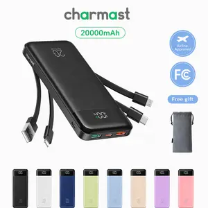 Charmast 20,000mAh Ultra-Slim Power Bank & Portable Charger – 20W Fast Charging with Built-in Cables for Smartphones, Tablets & USB-C Devices – Travel-Friendly Rechargeable Battery Pack, Black Compact Digital Gadget   #SummerWins#DealsForYouDays