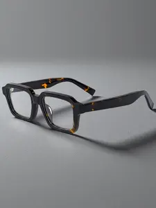 Caterside Classic Acetate Square Frame Rectangular Flat Mirror, Vintage Literary Style Lightweight Durable Unisex Eyewear Accessory