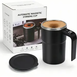 Electric Self-stirring Coffee Mug Magnetic Stirring Cup Rechargeable Automatic Mixing Cup w/LCD Thermometer for Milk/Cocoa at Office/Kitchen/Travel