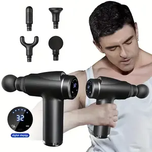 Rechargeable 32-position Adjustable Fascia Gun Massager, Portable Vibrating Massage Gun with 4 Massage Heads for Deep Muscle Relaxation