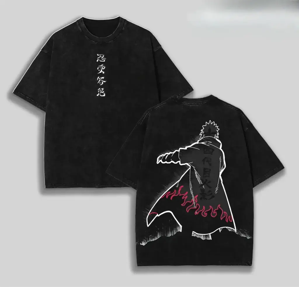 Minato Namikaze "Fourth Hokage"Unisex Couple T-shirts Kove Clothing Father Naruto Anime Printed T-Shirt Washed Unisex Streetwear Naruto Merch Gift For Naruto Fan Minato Fan