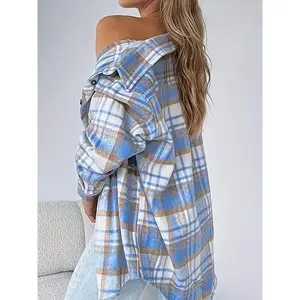 Women's Casual Flannel Plaid Shacket |   Long Sleeve |   Button |   With Pockets