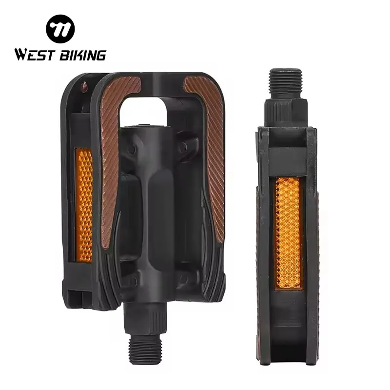 WEST BIKING Wear-resistant MTB Road Bicycle Pedals Safety Warning Reflective Sheet Bike Anti-Slip Outdoor Bicycle Accessories Custom Cycling Pedals