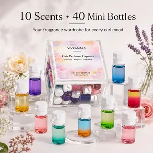 VYONNA Hair Perfume Oil Capsules, 40 Mini Bottles Leave-In Hair Serum for Permed, Curly & Heat-Styled Hair, Argan & Avocado Oil Hair Treatment for Frizz, Dry Ends, Shine, Travel Size Scented Hair Oil Daily Nourishing,Beautiful gift options