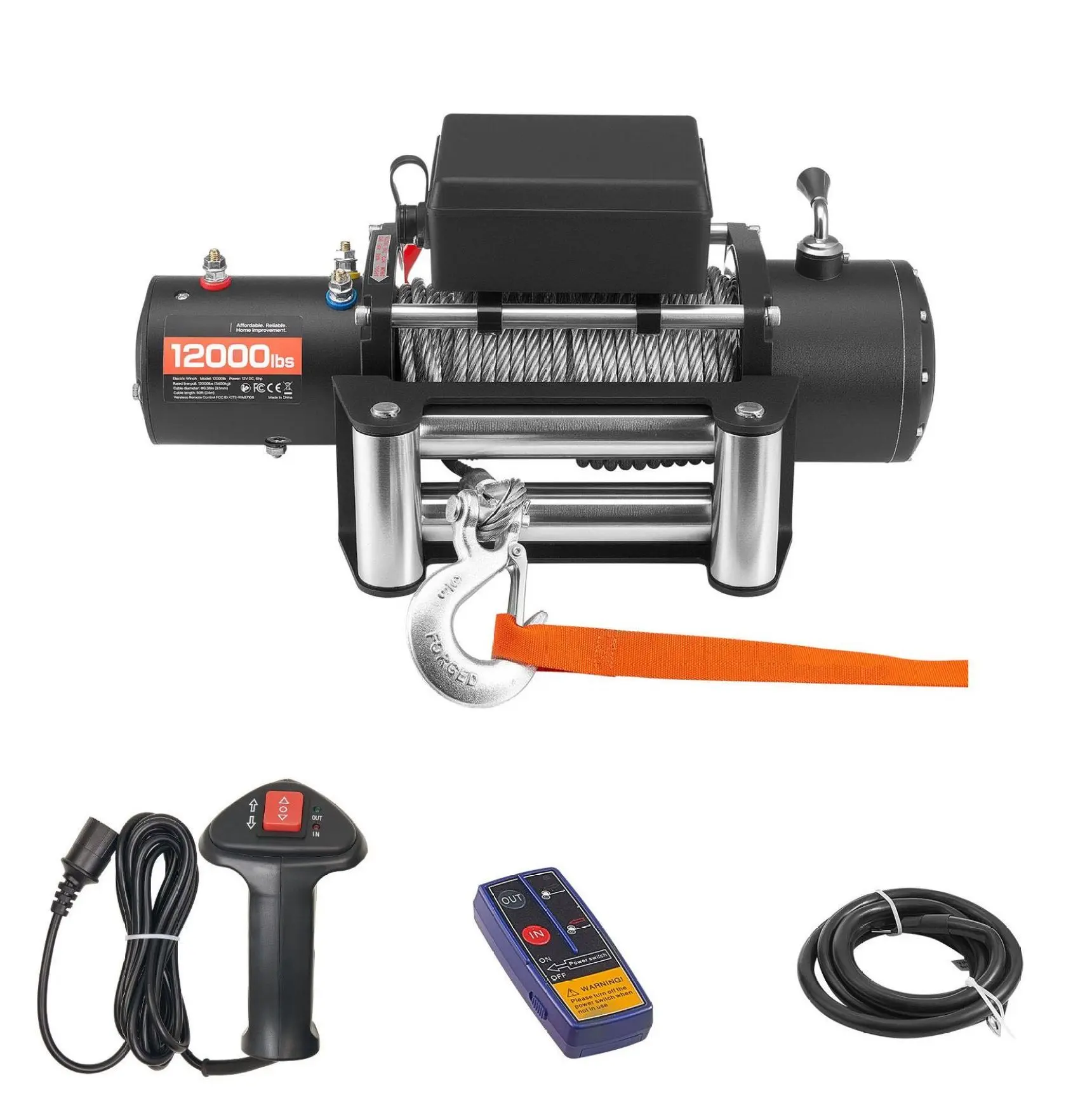 12000lb Electric Winch, 12V DC Truck Winch with Steel Rope & Remote Default