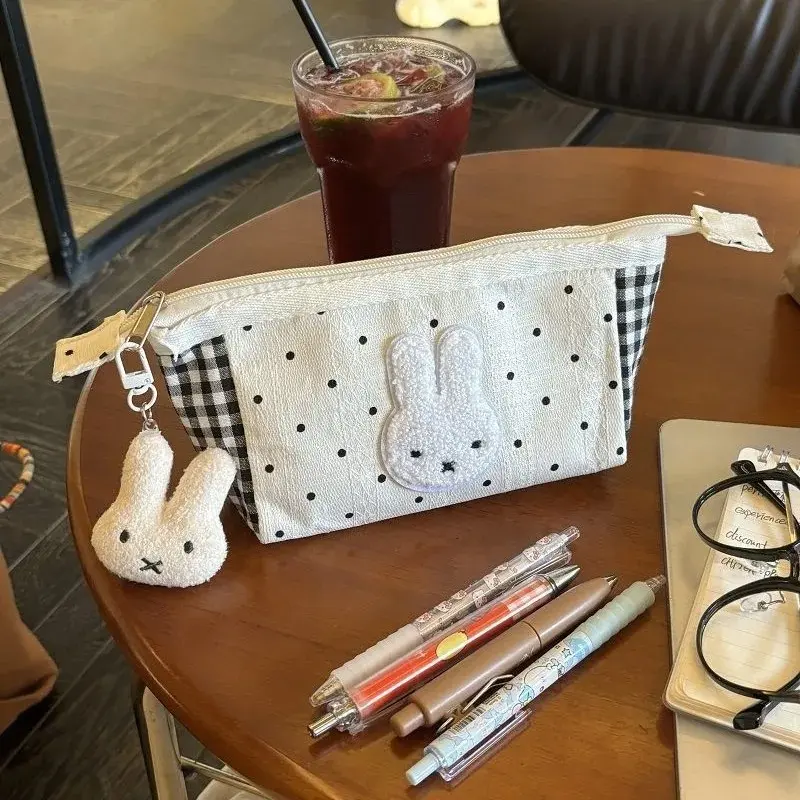 Miffy Kawaii Large Capacity Pencil Case Student Stationery Bag Cartoon Makeup Storage Bag Cute Gift Toy