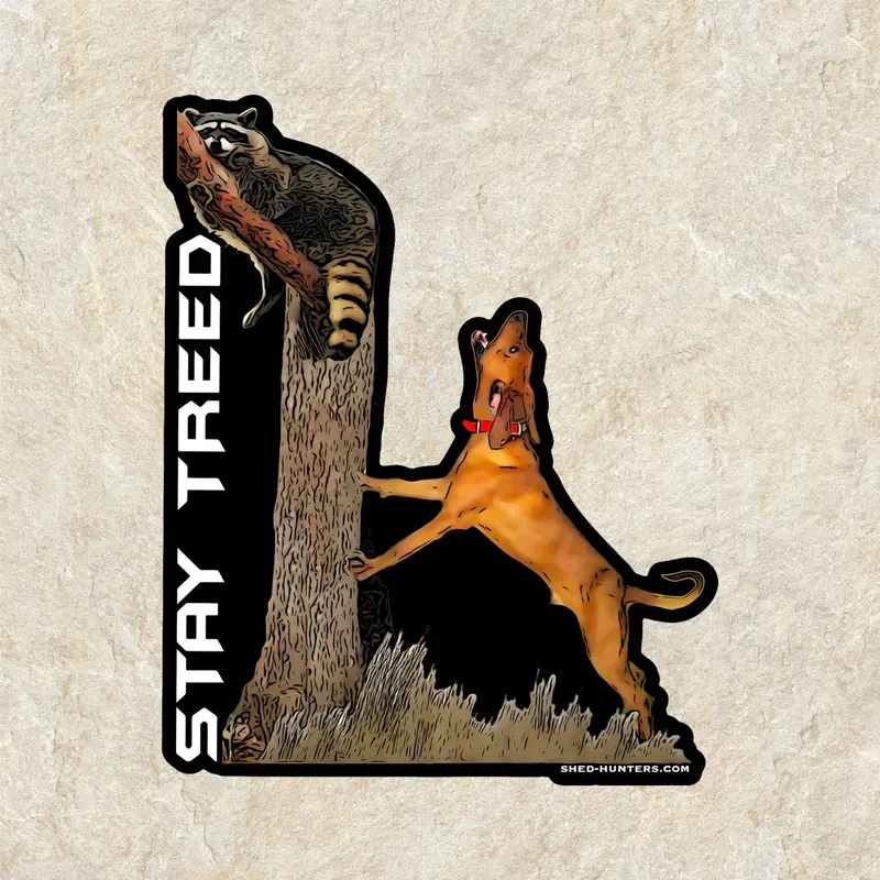Stay treed red bone coon hound Hunter Gun Dog Hunting Sticker