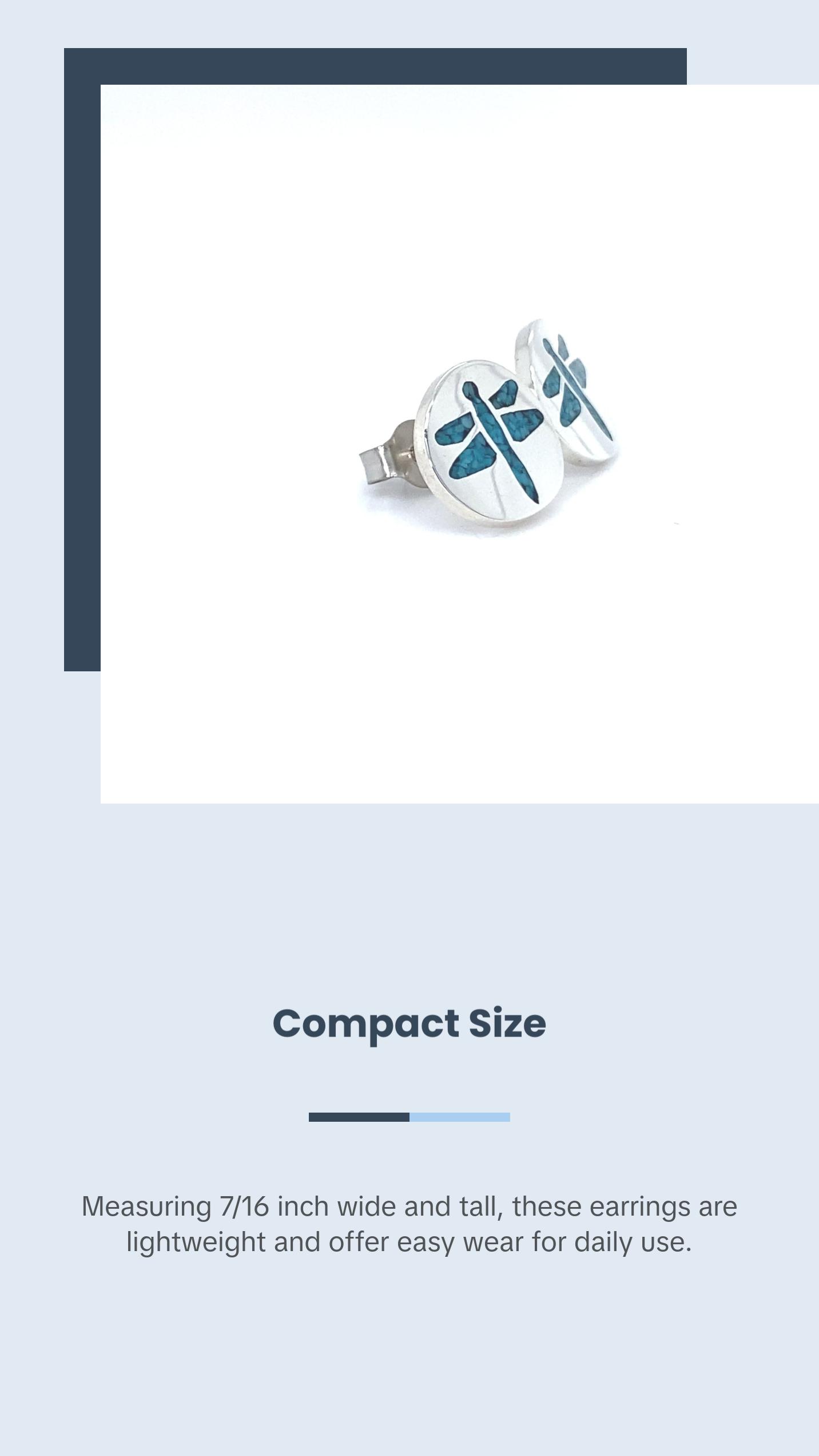 Sterling Silver and Turquoise Round Dragonfly Stud Earrings