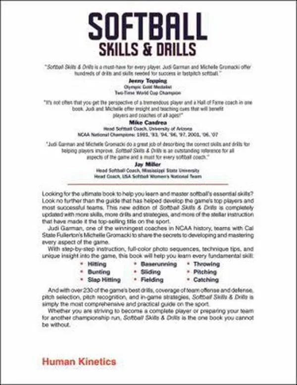 USED Book - Softball Skills & Drills by Garman, Judi (Paperback) - english
