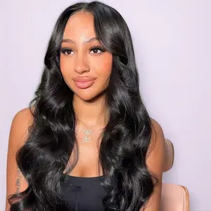 [Blend]Blend Human Hair Middle Part Loose Body Wig 180% Density Blended Human Hair 13x6 Lace Front Wig Transparent Lace for Black Women 22 Inch