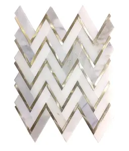 Herringbone Metal Gold with Calacatta