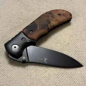 5.75” pocket knife 2.5” blade black pocket clip camping carving whittling mini