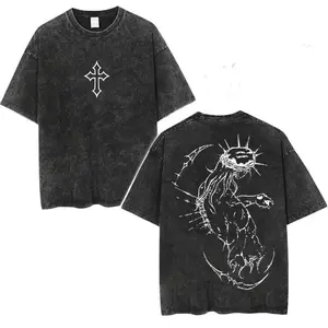 JJBA Jesus Pump Cover – Oversized Gym Tee with Embroidered Cross | Graphic Streetwear Gift for Anime & Fitness Fans Distressed Festive graphic tee Tshirt 90s graphic tees christian clothing good graphic tees funny t-shirts meme