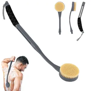 20.5" Long Handle Back Scrubber for Shower, Body Shower Brush for Deep Cleaning, Detachable Non-Slip Bath Brush for Men Women