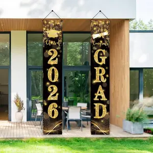 2D flat banner1pcs Graduation banner 2026 hanging flags, porch sign, Party Decorations Banners, Class of 2026 and congratulations, decorations, indoor/outdoor party supplies, door decoration, Photography Studio, Video Backdrops or Product Displays
