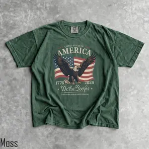 Comfort Colors We The People 1776–2026 America 250th Anniversary T-Shirt, Patriotic Eagle USA Flag Graphic Tee, Vintage July 4th Freedom Shirt