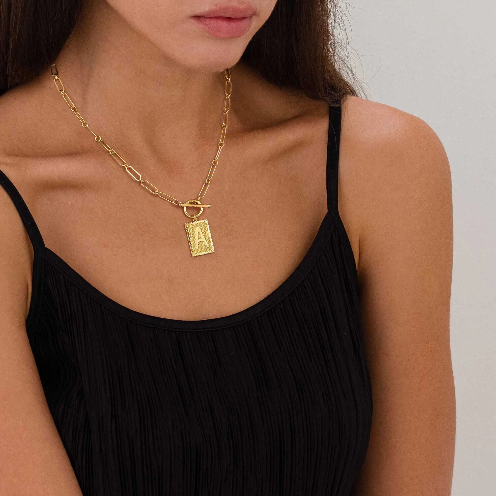 Tewiky Gold Initial Necklaces for Women, Toggle Clasp Square Letter Pendant Necklace Trendy Gold Dainty Paperclip Chain Necklaces for Women TikTokShopBlackFriday Jewelry Gifts Tewiky Gold Initial Necklaces for Women, Toggle Clasp Square Letter Pendant Necklace Trendy Gold Dainty Paperclip Chain Necklaces for Women TikTokShopBlackFriday Jewelry Gifts