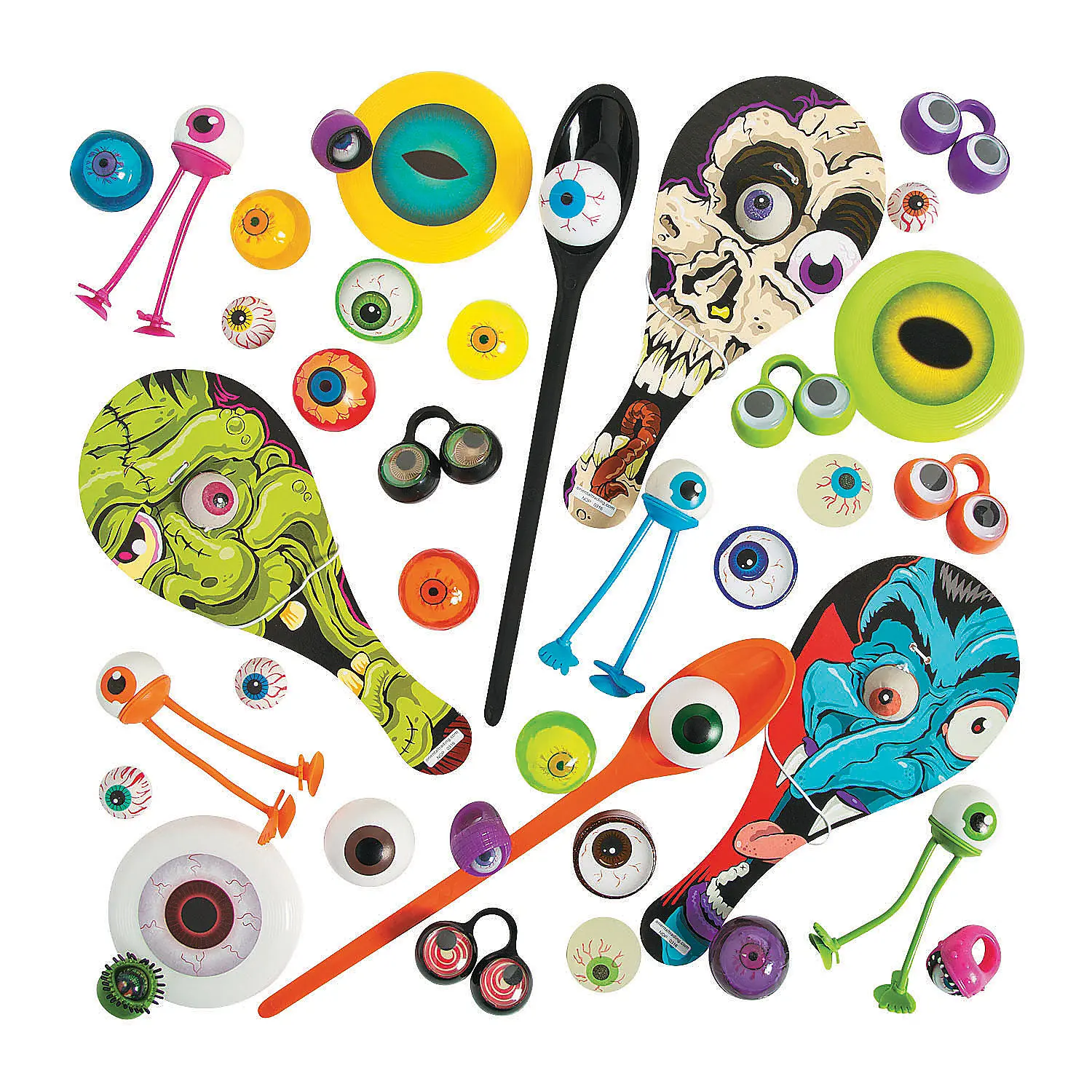 250-Pc Multicolor Plastic Halloween Eyeball Toy & Handout Assortment Set, Unisex Bulk Gift, Party Event Prop, Church Holiday Goodie Bag Filler, DIY Beading & Jewelry Making Supply